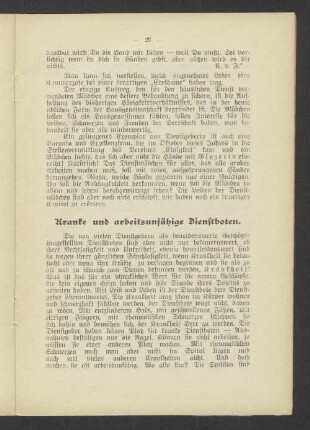Kranke und arbeitsunfähige Dienstboten.