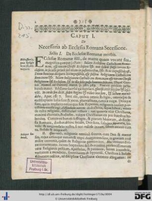 Caput I. De Necessaria ab Ecclesia Romana Secessione.
