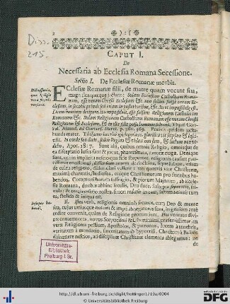 Caput I. De Necessaria ab Ecclesia Romana Secessione.