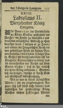 XXVIII. Ladislaus II. Vierzehender König Hungarn