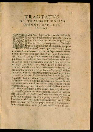 Tractatus. De Transactionibus Ioannis Baptistae Caccialupi.