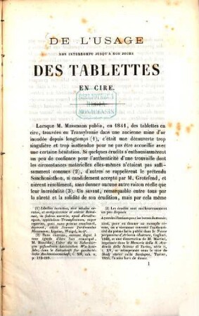 De l'Usage non interrompu jusqu'à nos jours des tablettes en cire par Édélestand Du Méril