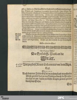 Die Epistel S. Pauli an die Ebräer.