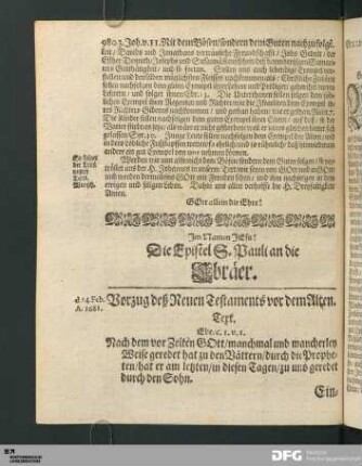 Die Epistel S. Pauli an die Ebräer.