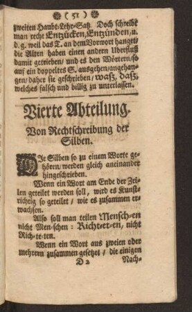 Vierte Abteilung. Von Rechtschreibung der Silben