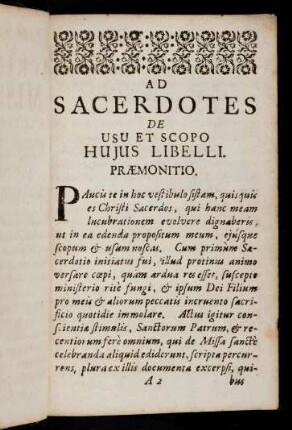 3-5, Ad sacerdotes de usu et scopo hujus libelli