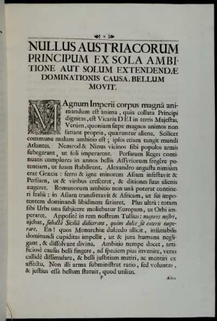 Nullus Austriacorum Principum Ex Sola Ambitione Aut Solum Extendendæ Dominationis Causa, Bellum Movit.