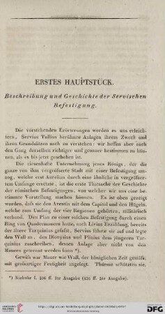 Erstes Hauptstück. Beschreibung und Geschiche der Servischen Befestigungen