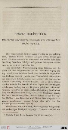 Erstes Hauptstück. Beschreibung und Geschiche der Servischen Befestigungen
