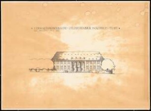 Verwaltungsgebäude der Zellstoff-Fabrik Waldhof, Tilsit: Ansicht von Osten 1:200