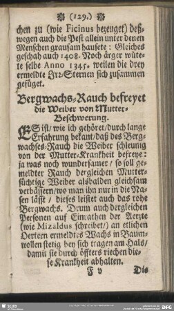 Bergwachs-Rauch befreyet die Weiber von Mutter-Beschwerung