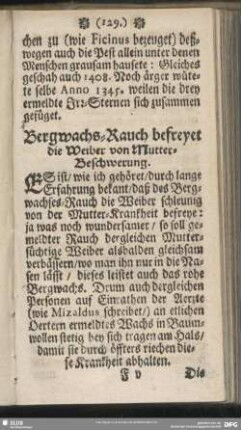Bergwachs-Rauch befreyet die Weiber von Mutter-Beschwerung