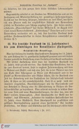 III. Die deutsche Baukunst im 15. Jahrhundert bis zum Eindringen der Renaissance (Spätgotik)