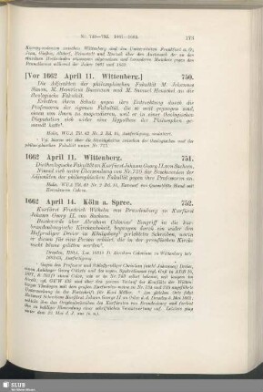 751. 1662, April 11. Wittenberg
