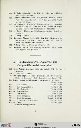 Handzeichnungen, Aquarelle und Ölgemälde meist ungerahmt (Nr. 912-1002)
