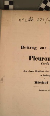 Beitrag zur Kenntniss der Pleuromoia, Corda, aus den oberen Schichten des bunten Sandsteins zu Bernburg
