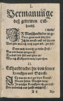 II. Eckhardt redet hie von seiner Kranckheit und Schlaffe.