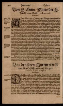 Von S. Anna/ Marie der H. Junckfrawen Mutter/ ...