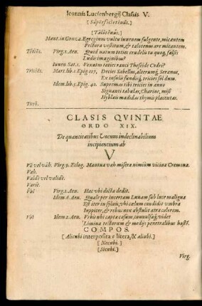 Classis Quintae Ordo XIX. ... V