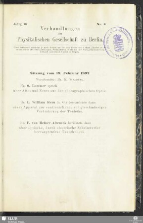 Sitzung vom 19. Februar 1897
