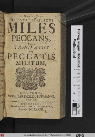 Ahasveri Fritschi Miles Peccans, Sive Tractatus De Peccatis Militum