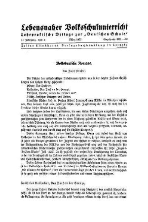 Volksdeutsche Romane : Lebensnaher Volksschulunterricht - Lehrpraktische Beilage zur "Deutschen Schule"