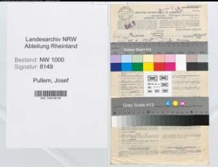 Entnazifizierung Josef Pullem, geb. 20.06.1905 (Postschaffner)