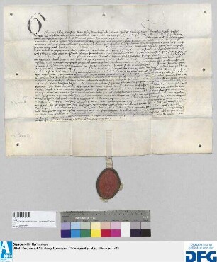 Georius, Abt des Benediktinerklosters St. Egidien in Nürnberg, stellt ein Vidimus aus von dem Privileg Kaiser Heinrichs VII. für die Stadt Nürnberg vom 13. Juni 1313.
