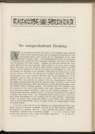 Der Amtsgerichtsbezirk Eisenberg. [Einleitung]
