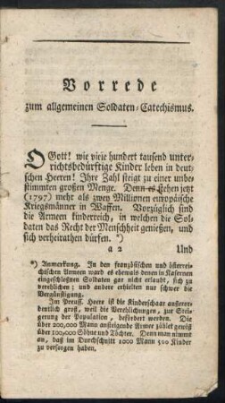 Vorrede zum allgemeinen Soldaten-Catechismus