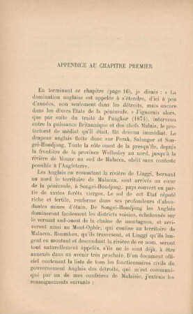 Appendice au chapitre premier