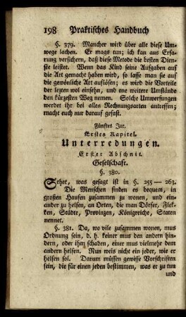 Erstes Kapitel. Unterredungen