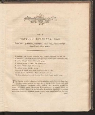 Tab. I: Testudo Europaea