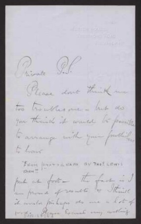Schreiben an Hermann Muthesius (Brief)