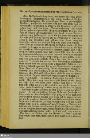 Auf der Taubenausstellung vor fünfzig Jahren : Eine Skizze