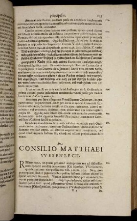 De Consilio Matthaei Wesenbechii.