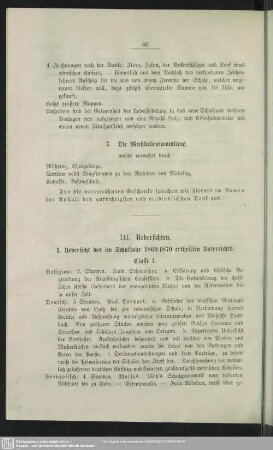 1. Uebersicht des im Schuljahr 18569/70 ertheilten Unterrichts