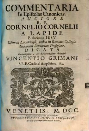 Commentaria In Epistolas Canonicas