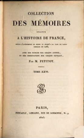 Collection des mémoires relatifs à l'histoire de France, 26. Mémoires de Richelieu, Tome VI