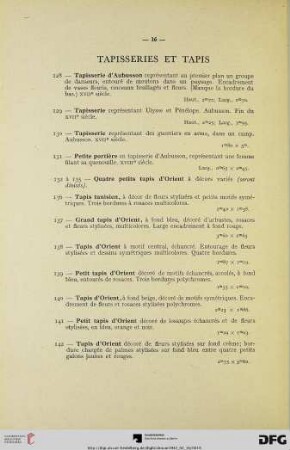 Tapisseries et Tapis (Nr. 128-142)