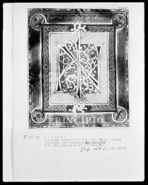 Evangeliar Heinrichs 2. — Zierseite mit Initiale IN, Folio 195