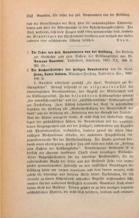 242-244 [Rezension] Guardini, Romano, Die Lehre des Heil. Bonaventura von der Erlösung