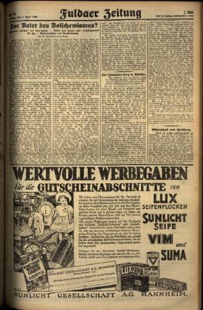 Zweite Ausgabe vom Freitag, den 04. April 1930.