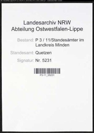 Sterberegister Standesamt Quetzen