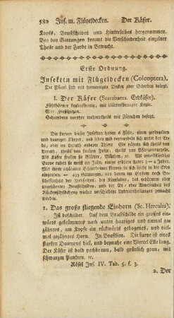 Erste Ordnung. Insekten mit Flügeldecken