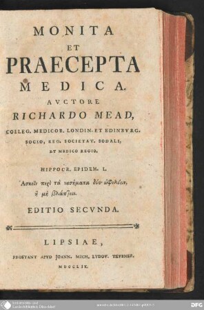 Monita Et Praecepta Medica