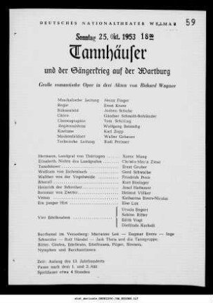 Tannhäuser und der Sängerkrieg auf Wartburg