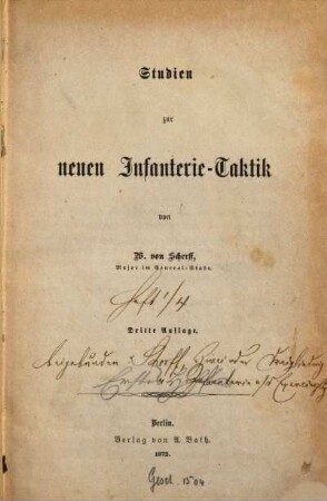 Studien zur neuen Infanterie-Taktik, 1