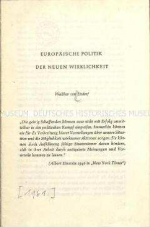 Plädoyer für die bewaffnete Neutralität für Gesamteuropa im Ost-West-Konflikt