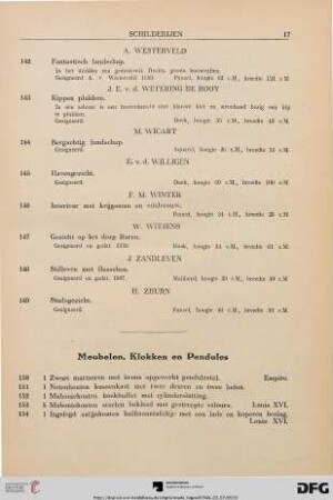 Meubelen, Klokken en Pendules (Nr. 150-236)